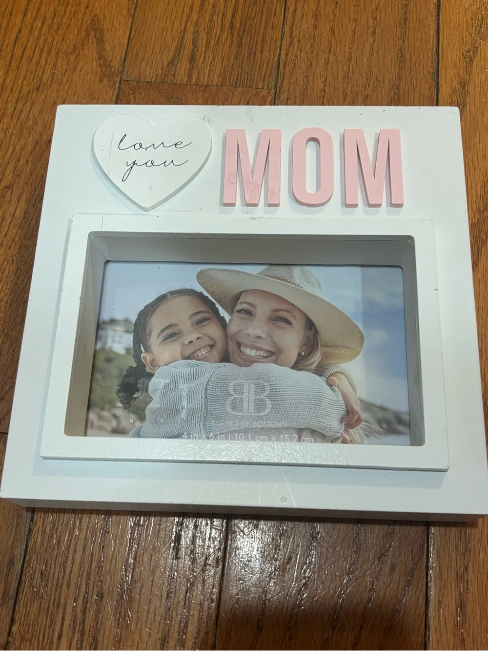 Love You MOM Photo Shadow Box Frame with Pink Lettering 4X6 picture